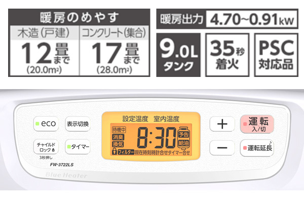 ダイニチ LSタイプ 石油ファンヒーター ムーンホワイト 木造12畳