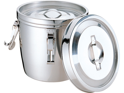MT 18-8 二重汁食缶 6L 中蓋式 両手ゼムクリップ付 (012316-001) 食品保存容器-保存容器、ケース