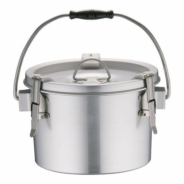 オオイ金属 シルバーアルマイト 丸型二重クリップ付食缶 4L 237-H(ASYA101)