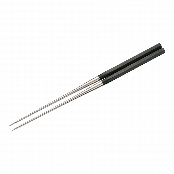 金口製作所 本焼ステンレス黒合板 六角柄盛箸 150mm 2115(BML1603)