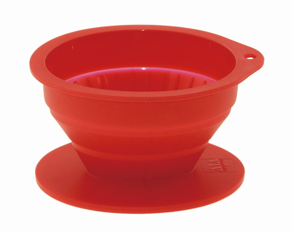 ワールドクリエイト 折りたたみコーヒードリッパー レッド オーバル 4カップ シリコン FDLA102