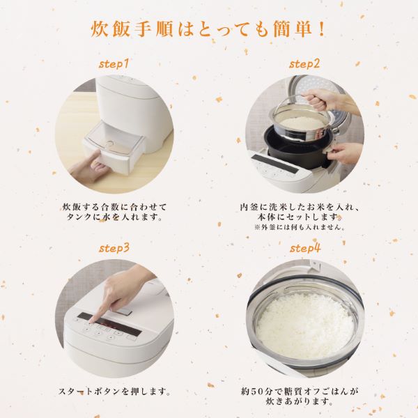 新品☆糖質オフ炊飯器 5合炊き HTC-001-WH 特価品】糖質オフ炊飯器 （5合炊き） HTC-001｜ヒロ