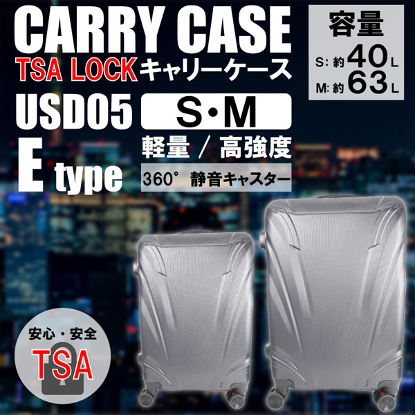 HIRO キャリーケース シルバー USD05 Eタイプ Sサイズ 約40L ABS樹脂製