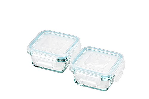 保存容器 クラルテ 耐熱ガラス製 角型ミニ 入数：1セット(2個) CTH-140