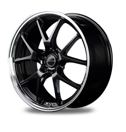 MID VERTEC ONE EXE5 ホイール グロッシーブラック/リムポリッシュ 17インチ×7J +48 5H114 国産車 入数：1台分(4本) :502858650:オートパーツエージェンシー2号店