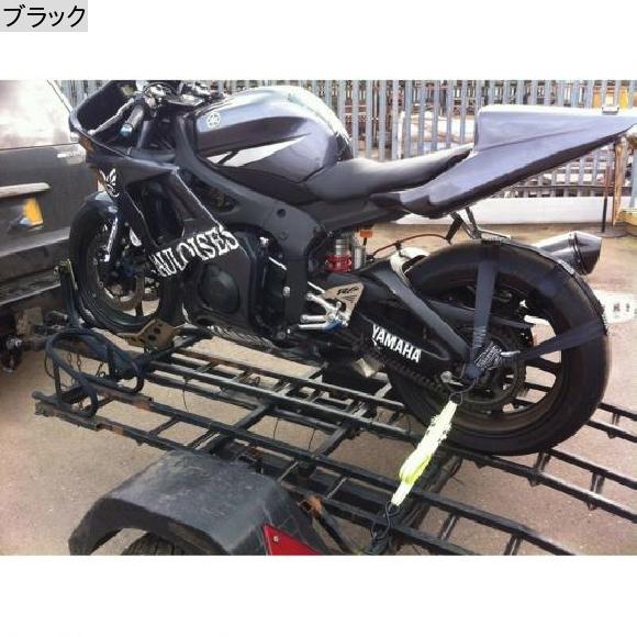 ユニバーサル ATV モーターバイク 輸送 固定 ポリエステル オートバイ リア ホイール 固定ベルト ブラック AL-KK-5552 2輪 ALの画像
