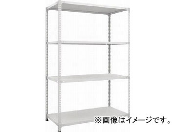 トラスコ中山 セミボルトレス軽量棚 W1200XD600XH1800 4段 W色 SBL-6464-W(4845641)