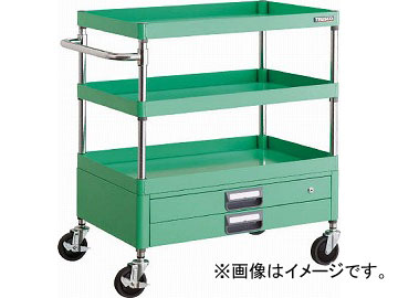トラスコ中山 フェニックスワゴン 600X400XH880 2段引出付 YG色 PEW-963X-YG(4884400)