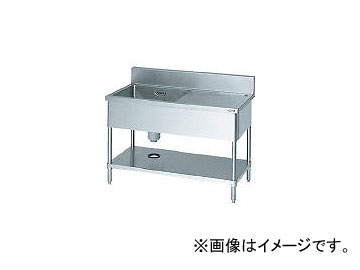マルゼン/MARUZEN 一槽水切付シンク1200×450×800左側水切り(ホース付) BSMI124L