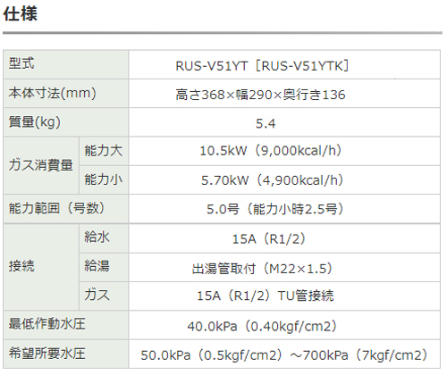 在庫あり】リンナイ/Rinnai ガス瞬間湯沸器 ホワイト 5号 【元止式 都市ガス13A 寒冷地用】 屋内壁掛・後面近接設置型  RUS-V51YTK-WH-13A : 504676850 : オートパーツエージェンシー2号店 - 通販 - Yahoo!ショッピング