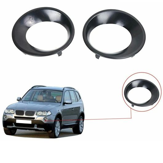 2ピース フォグライト カバー トリム ドライビング ライト グリル トリム 適用:-BMW X3 E83 LCI 2007-2010 51113423789 51113423790 ブラック SR-AA-7745の画像