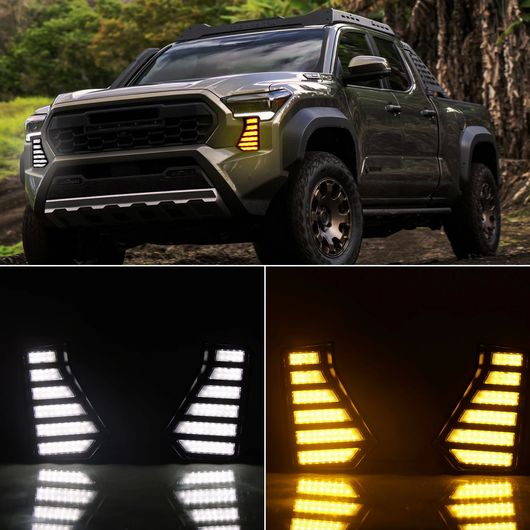 2ピース LED デイタイムランニングライト 適用: トヨタ タコマ 2024 2025 DRL LED デイタイムランニングライト フォグランプ ダイナミック SR-BB-5943_1