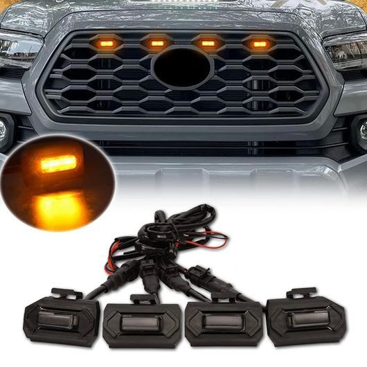 4ピース LED フロント グリル ライト 適用: トヨタ タコマ ラプター オフ ロード スポーツ 2020 2021 エクステリア グリル ホワイト・イエロー SR-CC-9178の画像