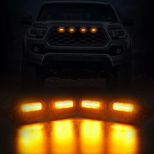 4ピース LED フロント グリル ライト 適用: トヨタ タコマ ラプター オフ ロード スポーツ 2020 2021 エクステリア グリル ホワイト・イエロー SR-CC-9178の画像