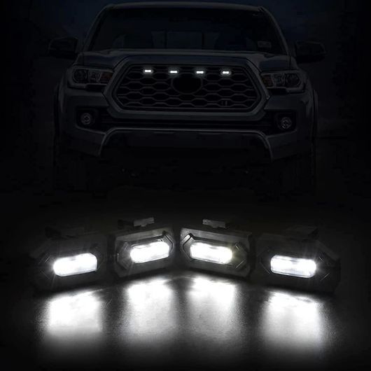 4ピース LED フロント グリル ライト 適用: トヨタ タコマ ラプター オフ ロード スポーツ 2020 2021 エクステリア グリル ホワイト・イエロー SR-CC-9178の画像