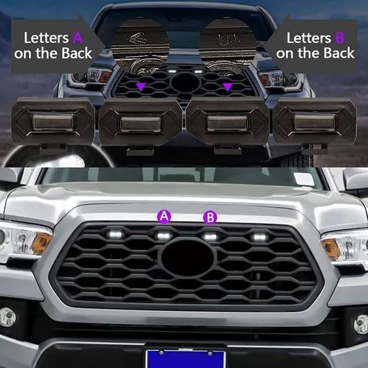 4ピース LED フロント グリル ライト 適用: トヨタ タコマ ラプター オフ ロード スポーツ 2020 2021 エクステリア グリル ホワイト・イエロー SR-CC-9178の画像
