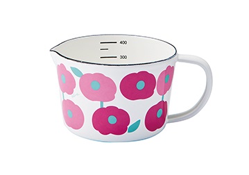 ホーローメジャーカップ Plune. WT もこもこお花ピンク S MC-607(0773163)