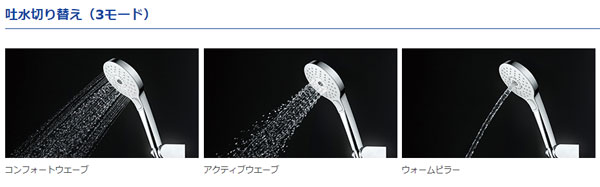 TOTO GGシリーズ 浴室シャワー用サーモスタット混合水栓 壁付/スパウト170mm アーチハンドル/コンフォートウェーブ・3モード(めっき) TBV03417J1｜apagency02｜03