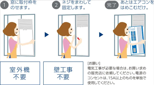 トヨトミ 窓用エアコン ホワイト 低騒音モデル センター吹出し冷風