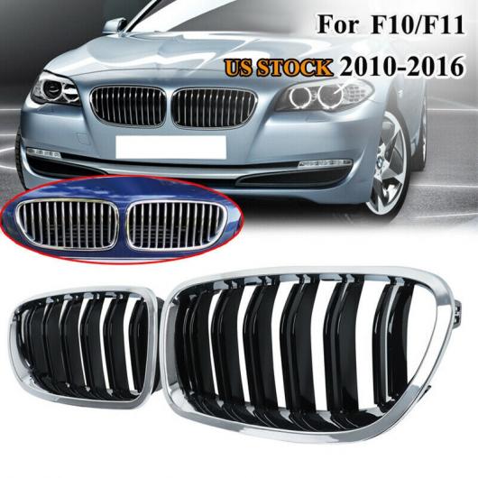 クローム + 光沢ブラック デュアル スラット フロント グリル 適用: BMW F10/F11 M5 535i 550i 528i 4 ドア 2010 2017 タイプ001 AL JJ 2794 AL :503203390:オートパーツエージェンシー3号店