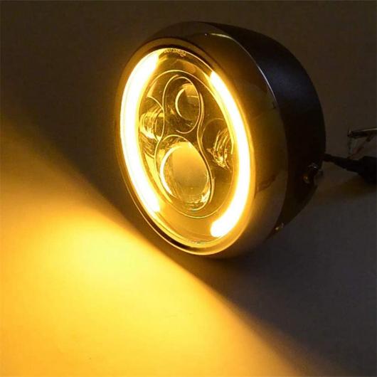 7.5インチ ユニバーサル ラウンド オートバイ LED ヘッドライト レトロ オートバイ ヘッドライト ブラック・シルバー×ブラック AL-KK-5239 2輪 AL_2