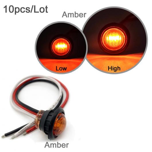 10ピース 防水 12V 3LED 3/4 ラウンド レッド アンバー LED サイドマーカー アンバー イエローレンズ〜レッド レッドレンズ AL-MM-5772 AL_3