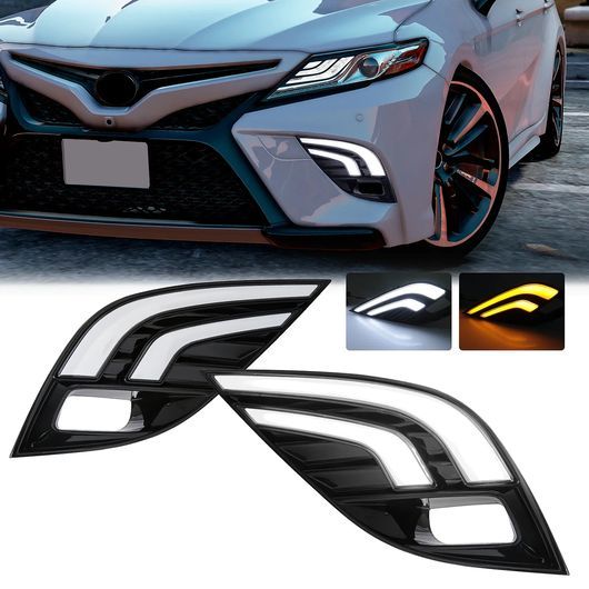 2ピース LED DRL 適用: トヨタ カムリ SE XSE 2018 2019 2020 デイタイムランニングライト フォグランプ アセンブリ スタイルB DRL SR-DD-3660