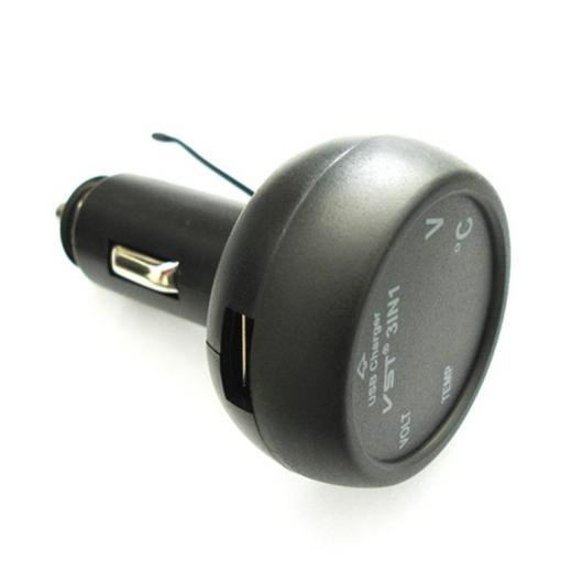 3in1 デジタル LED カー 電圧計温度計オート USB充電器12ボルト 24ボルト温度計電圧計 シガーライター 選べる3カラー AL-AA-1817 AL｜apagency03｜06