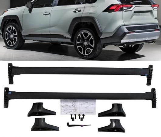 水平 ルーフ ラック バー トランスバース ルーフ レール クロス バー 適用: トヨタ RAV4 2019以降 アルミニウム 合金+ABS US ブラック・シルバー AL-EE-6430 AL