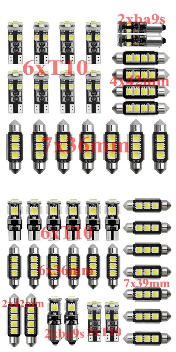 車用 内装 LED ライト キット 適用: アバルト/ABARTH 124 スパイダー 500 595 695 500C 595C 695C ドーム バルブ 21ピース・25ピース ホワイト AL-JJ-2568 AL