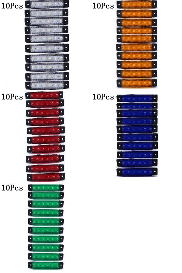 6LED イエロー レッド ホワイト トラック ローリー 10ピース ホワイト〜10ピース グリーン 12V・24V AL-KK-2667 AL