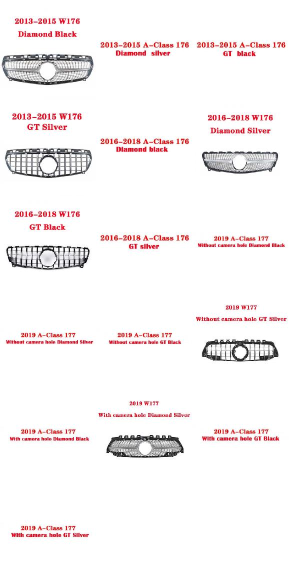 ミドル グリル 適用: メルセデスベンツ Aクラス W176 W177 2013 2019 フロント グリル A180 A200 スタイル 1〜スタイル 16 AL KK 4377 AL :503508110:オートパーツエージェンシー3号店