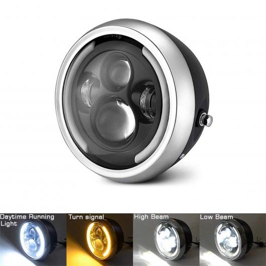 7.5インチ ユニバーサル ラウンド オートバイ LED ヘッドライト レトロ オートバイ ヘッドライト ブラック・シルバー×ブラック AL-KK-5239 2輪 AL_5