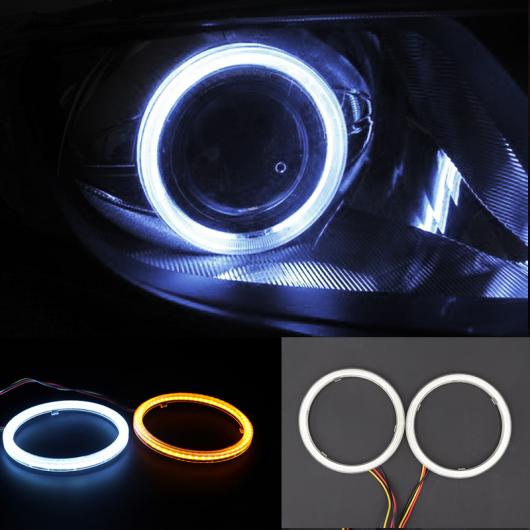 2ピース ドライビング ホワイト ウインカー イエロー LED アングル アイ HALO リング スイッチバック ライト ヘッドライト 90mm AL-MM-2208 AL