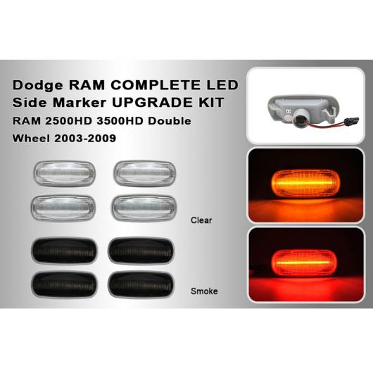 4ピース クリア スモーク レンズ アンバー レッド LED サイドマーカー ライト ベッド ランプ 適用: ダッジ・ラム 2500HD スモーク・クリア AL-MM-5661 AL_7