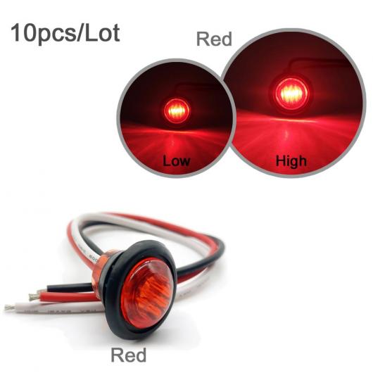 10ピース 防水 12V 3LED 3/4 ラウンド レッド アンバー LED サイドマーカー アンバー イエローレンズ〜レッド レッドレンズ AL-MM-5772 AL_6