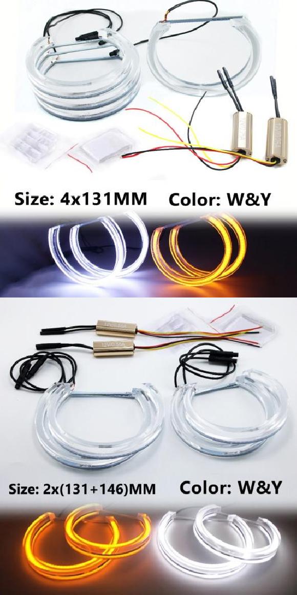 エンジェルアイ LED HALO 水晶 DTM 表現スタイル 3D DRL 白いこと 黄色 4×131 黄色・131×2 146×2 黄色 AL-MM-8356 AL ライト、レンズ-車、バイク、自転車