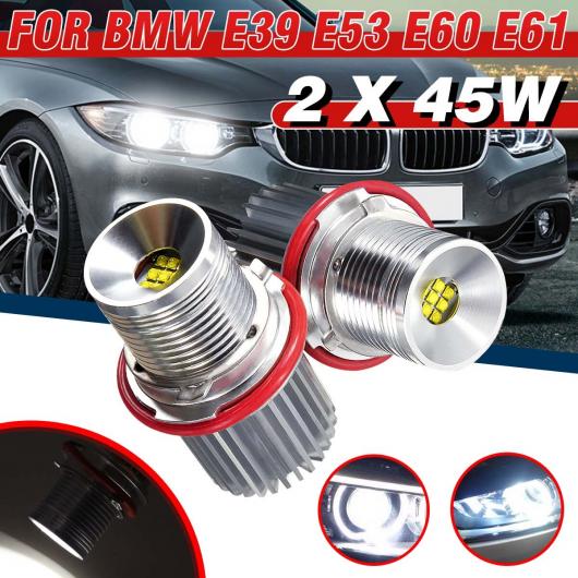 2ピース 45W ホワイト LED アングル アイ LED マーカー HALO リング ライト バルブ ヘッドライト バルブ 適用: BMW E39 E53 E60 E61 AL MM 8514 AL :504256950:オートパーツエージェンシー3号店