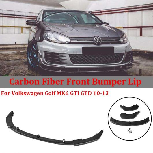 3ピース カーボンファイバー フロント バンパー リップ スポイラー スプリッタ 適用: フォルクスワーゲン/VOLKSWAGEN ゴルフ MK6 GTI GTD AL NN 0620 AL :504324140:オートパーツエージェンシー3号店