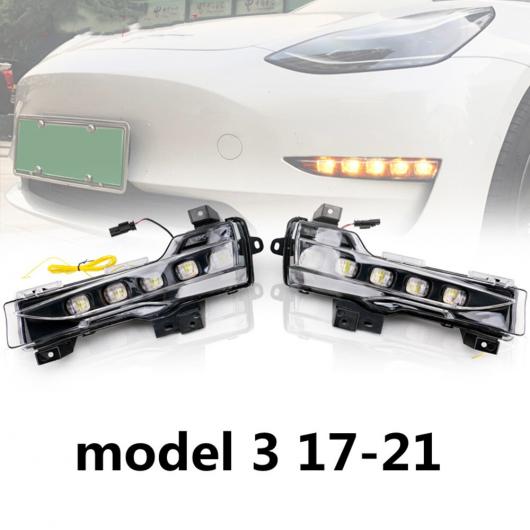 12V LED デイタイムランニングライト フロント フォグ ライト フロー ウインカー 適用: テスラ/TESLA モデル 3 2017 2020 エクステリア AL OO 1053 AL :504685710:オートパーツエージェンシー3号店