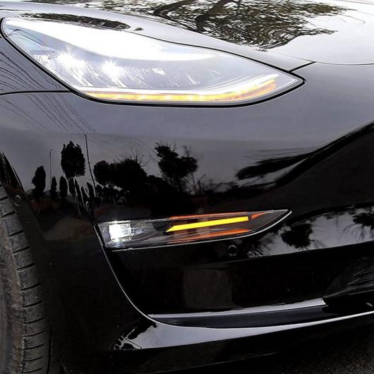 1ペア DRL LED ホワイト＆アンバー フォグランプ デイタイム ランニング ライト 12V デイライト 適用: テスラ/TESLA モデル 3 2017-2021 AL-OO-1155 AL_4