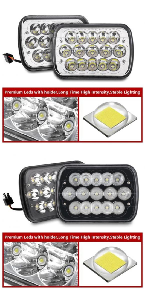 2021 6X7 インチ 長方形 LED ヘッドライト 適用: ジープ/JEEP ラングラー YJ シルバー 2ピース・ブラック 2ピース AL RR 5830 AL : 505761850 : オートパーツエージェンシー3号店