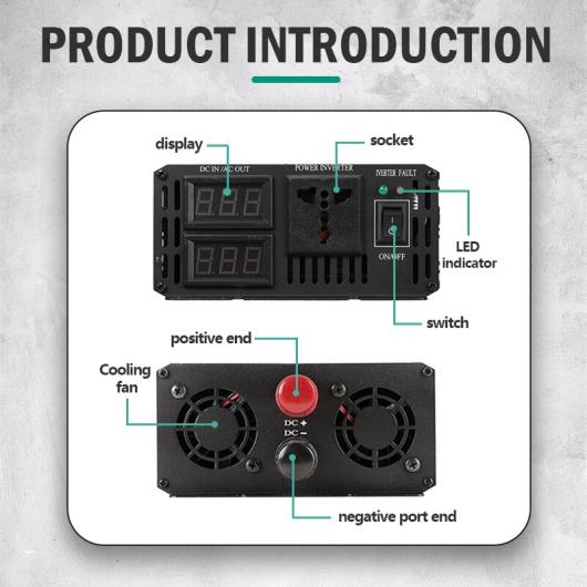 純正弦波 インバーター 3000W 4000W 5000W ポータブル 50HZ コンバータ 12V AC 220V デュアル ディスプレイ アダプタ 水平 3000W 12V AL-RR-8276 AL｜apagency03｜09