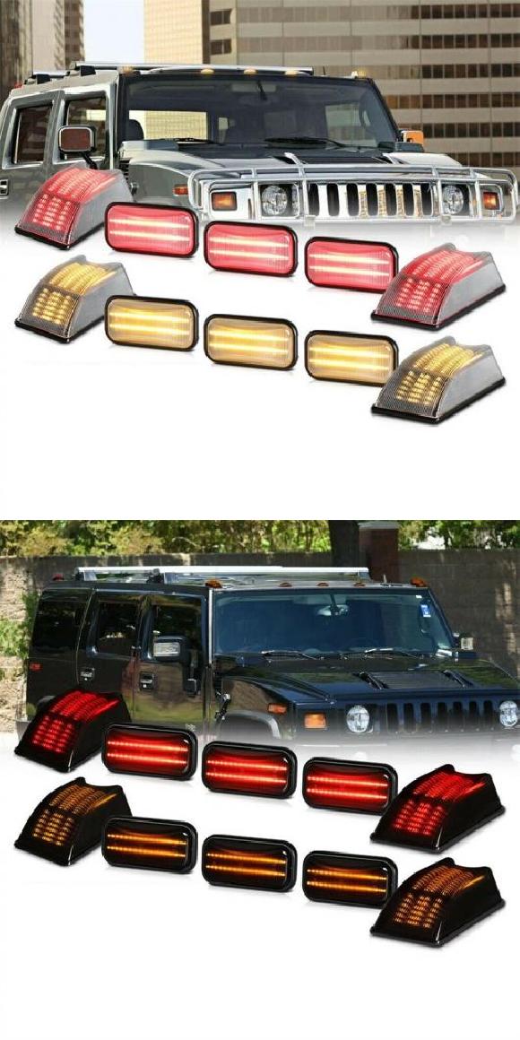 10ピース イエロー/レッド LED キャブ ルーフ ライト レンズ キット 適用: ハマー/HUMMER H2 2003 2004 2005 2006 2007 2008 タイプA・タイプB AL-SS-1313 AL