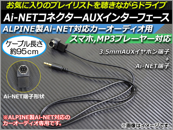 AP ALPINE用Ai-NETコネクターAUXインターフェース 約95cm 12V 3.5mmAUX/Ai-NET ALPINE専用 AP-EC019｜apagency03