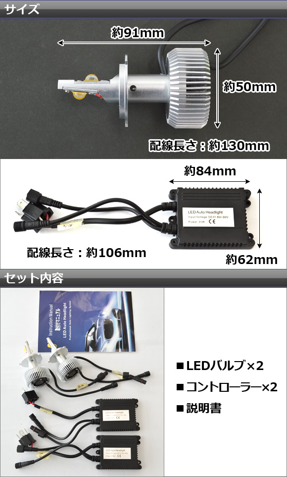 AP LEDヘッドライト ハイパワー 冷却ファン付き H4 Hi/Lo 12V〜24V AP-LEDHEAD-C-H4 入数：1セット(左右)｜apagency03｜03