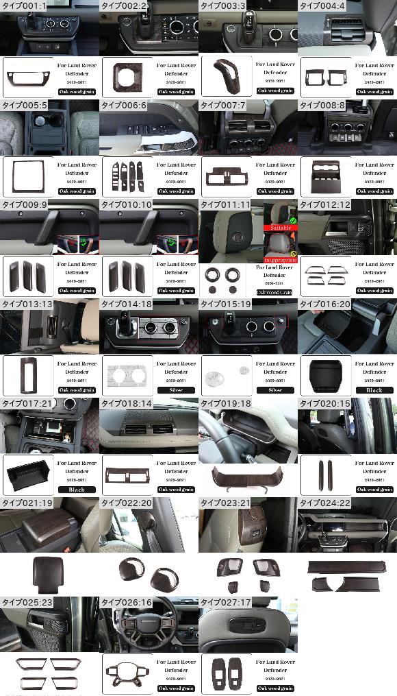 ABS 木目調 インテリア キット 適用: ランド ローバー/ROVER ディフェンダー 110 2020 2021 ステアリング ホイール カバー ギア 4 AL PP 2428 AL :505184600:オートパーツエージェンシー3号店