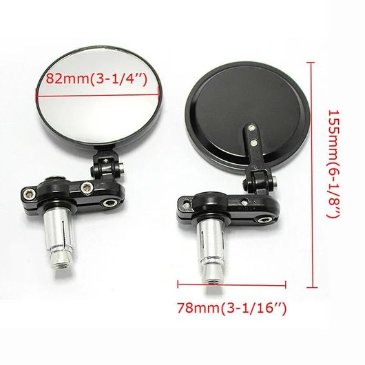 ユニバーサル モーターバイク 7/8 22MM ラウンド バー エンド リア ミラー ブラック モト サイド ビュー ミラー オートバイ ブラック SR-BB-4242の画像