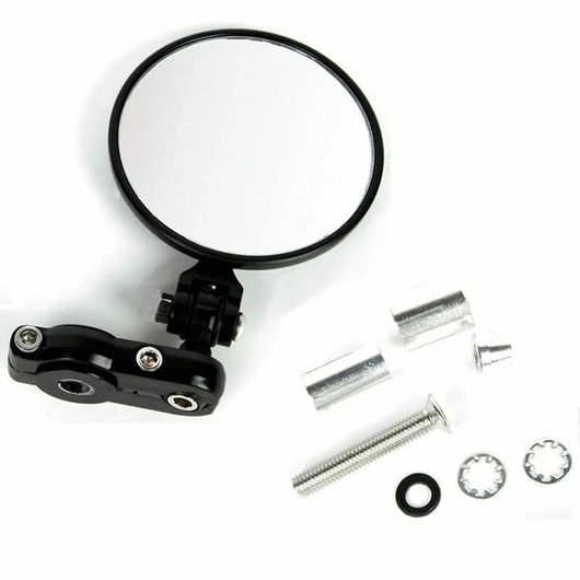 ユニバーサル モーターバイク 7/8 22MM ラウンド バー エンド リア ミラー ブラック モト サイド ビュー ミラー オートバイ ブラック SR-BB-4242の画像