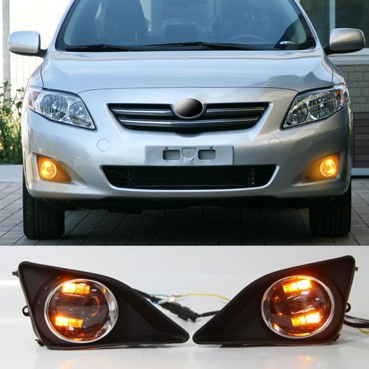 アクセサリー 2ピース フォグライト LED デイタイム ランニング ランプ デイライト 適用: トヨタ カローラ 2008 2009 クローム トリム DRL SR-DD-0798_3